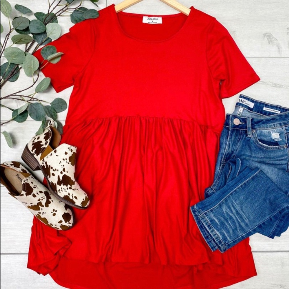 Red babydoll top size large